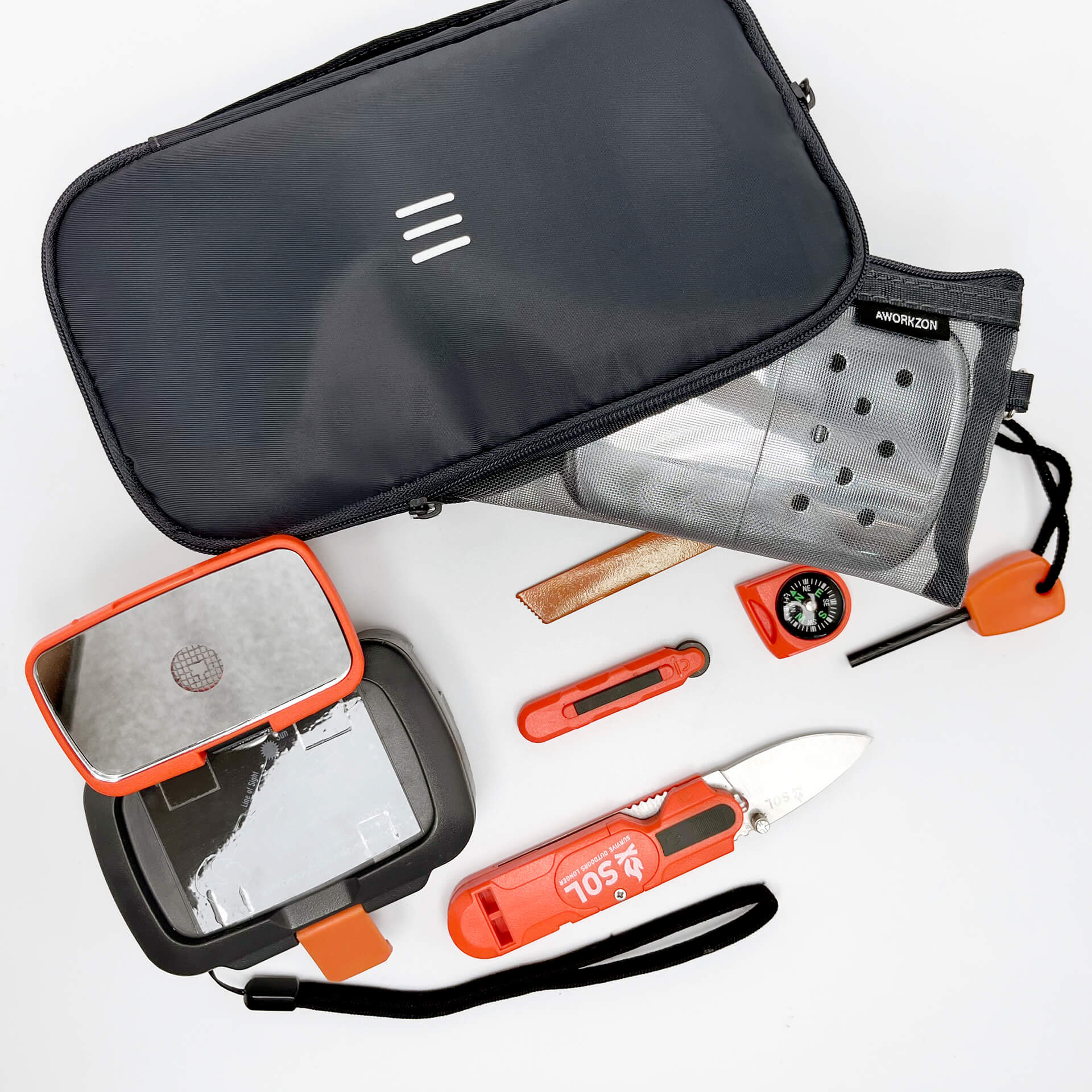 190+ Organizer displayed alongside various tools in orange and grey tones