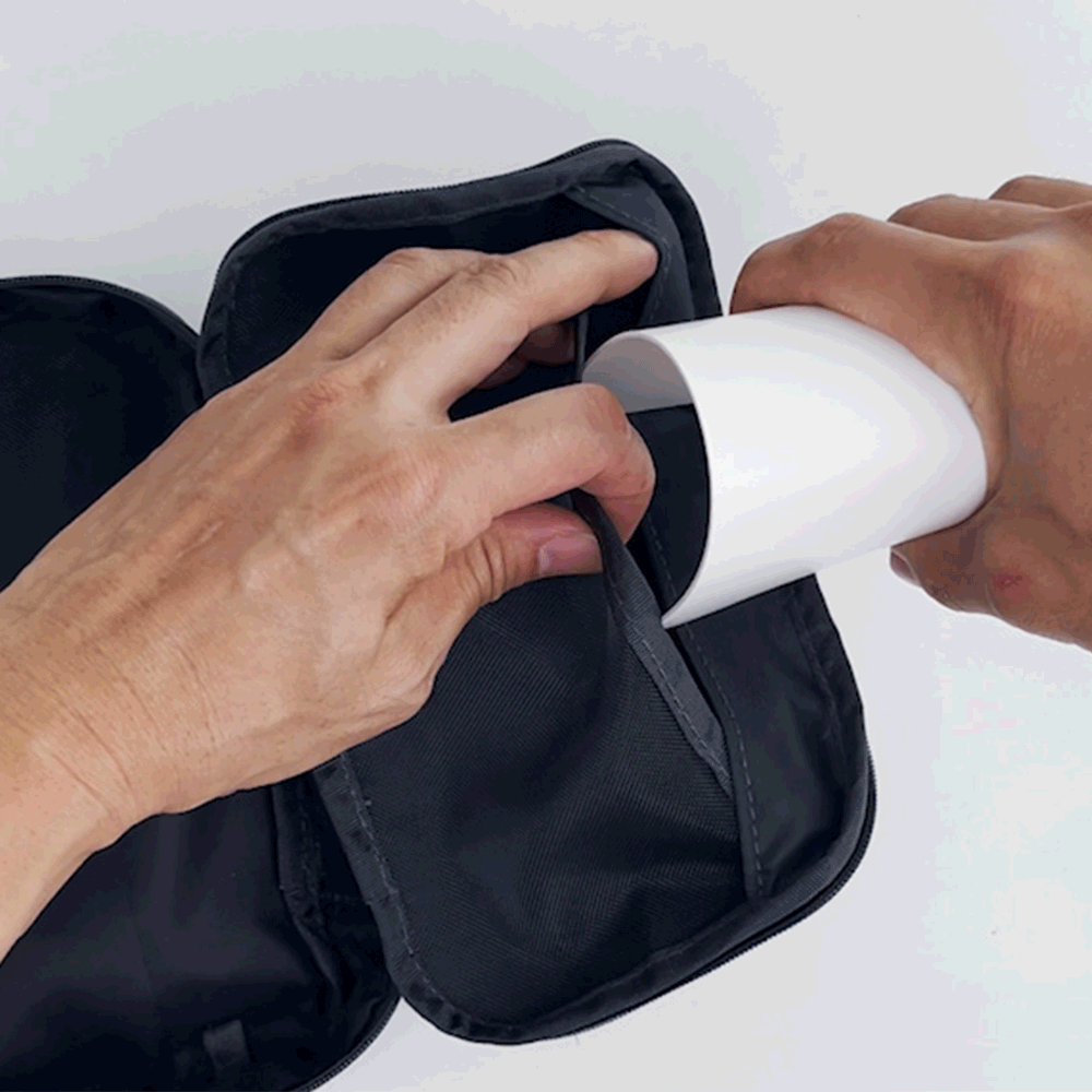 gif showing the steps to place the reinforce plate in a 190+ organizer