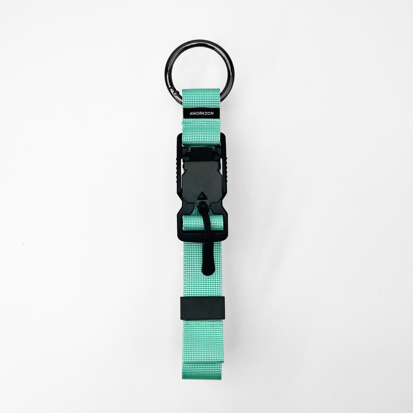 A mint quick-release access strap with a black magnetic buckle and a metal ring.